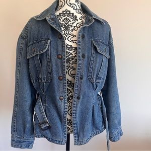 Vintage United Colors of Benetton Jean Jacket with Belt Size 42